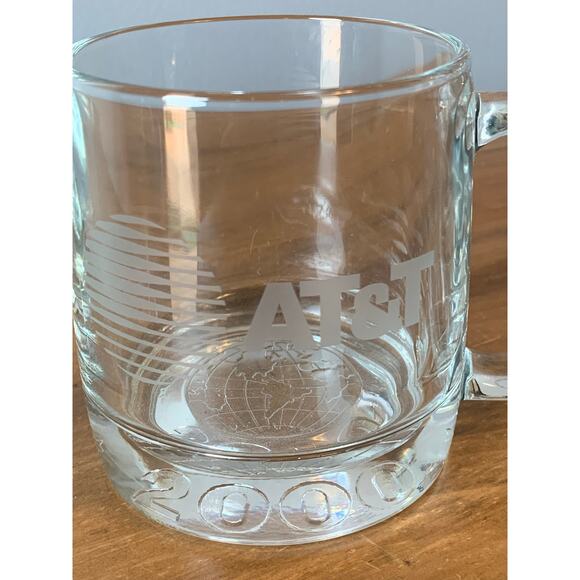RARE AT&T Logo Telephone Glass Phone Company Vtg 2000 Retro Coffee Tea Mug Cup - Picture 2 of 9